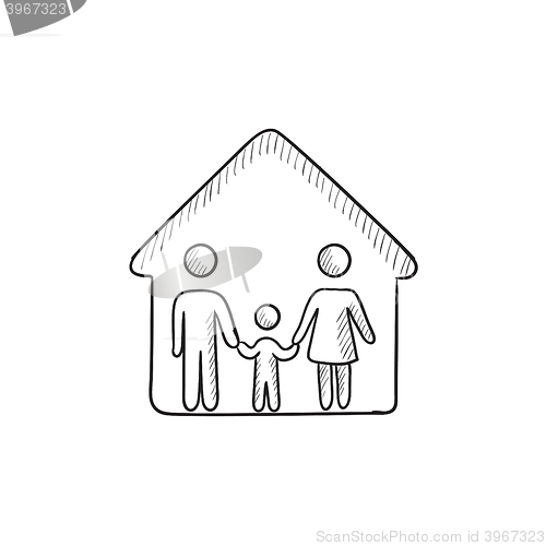 Image of Family house sketch icon.