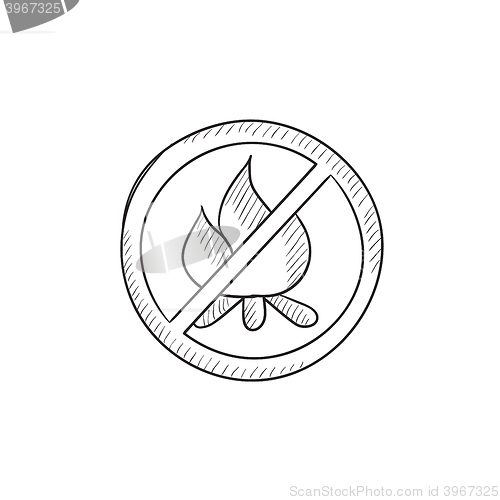 Image of No fire sign sketch icon.