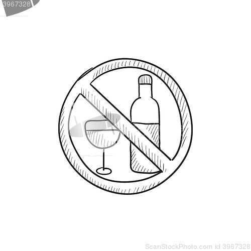 Image of No alcohol sign sketch icon.