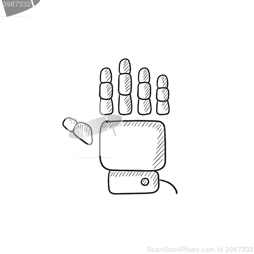 Image of Robot hand sketch icon.