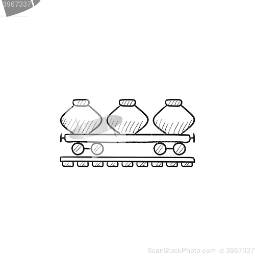 Image of Cargo wagon sketch icon.