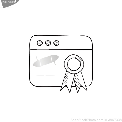 Image of Browser window with winners rosette sketch icon.