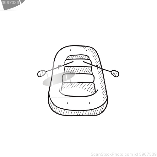 Image of Inflatable boat sketch icon.