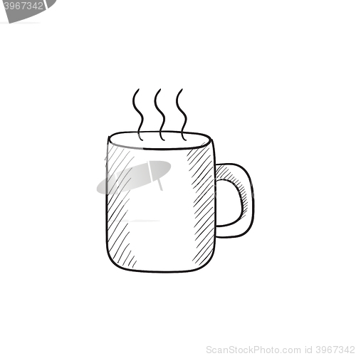 Image of Mug of hot drink sketch icon.