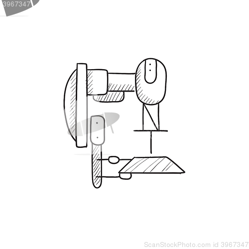 Image of Industrial automated robot sketch icon.