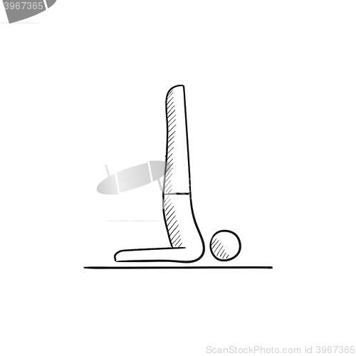 Image of Man practicing yoga sketch icon.