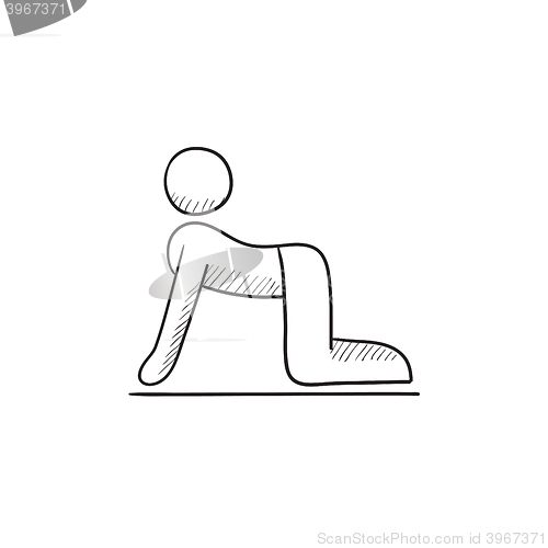 Image of Man practicing yoga sketch icon.