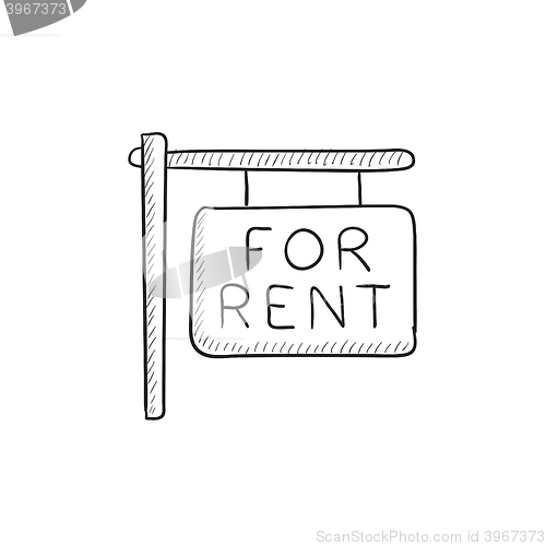 Image of For rent placard sketch icon.