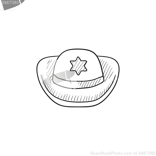 Image of Sheriff hat sketch icon.