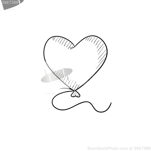 Image of Heart balloon sketch icon.