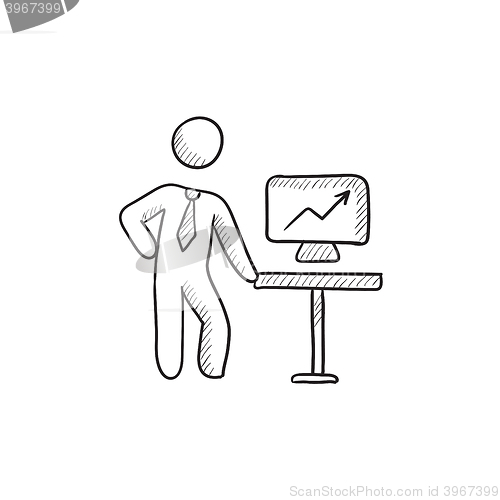 Image of Business presentation sketch icon.