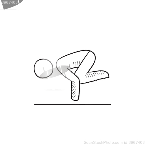 Image of Man practicing yoga sketch icon.