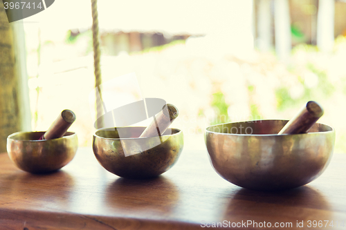 Image of set of three pounders on table at hotel spa