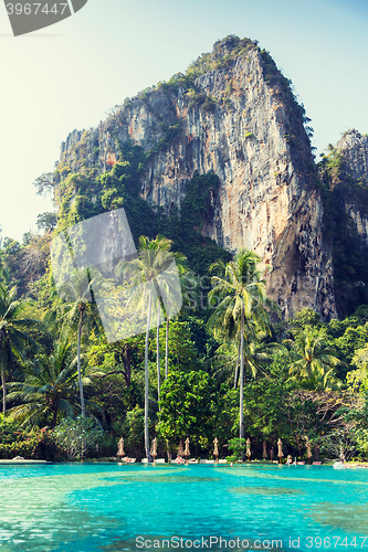 Image of swimming pool at thailand touristic resort beach