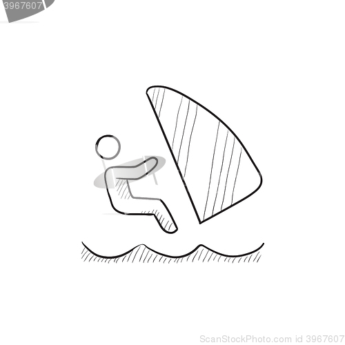 Image of Wind surfing sketch icon.