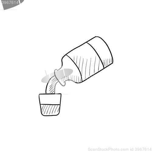 Image of Medicine and measuring cup sketch icon.