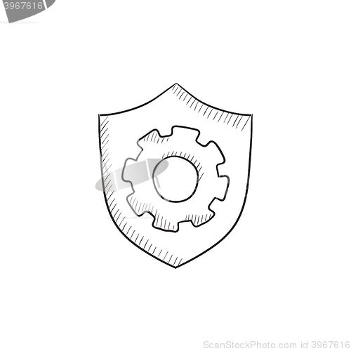 Image of Shield with gear sketch icon.