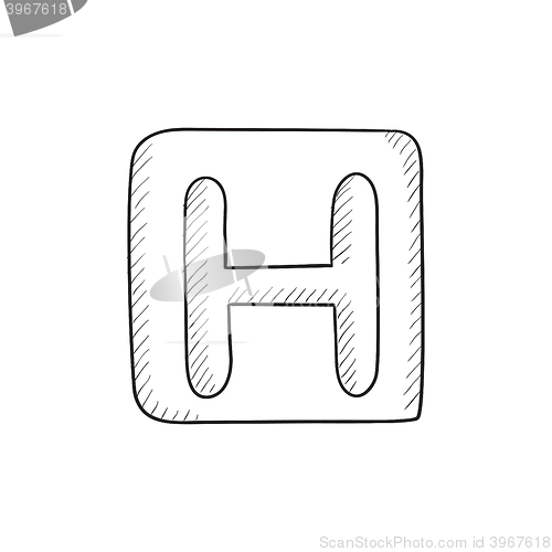 Image of Hospital sign sketch icon.