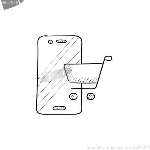 Image of Online shopping sketch icon.