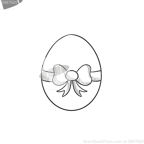 Image of Easter egg with ribbon sketch icon.