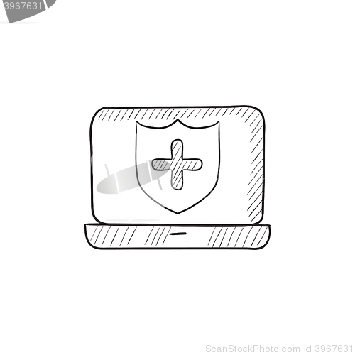 Image of Computer security sketch icon.