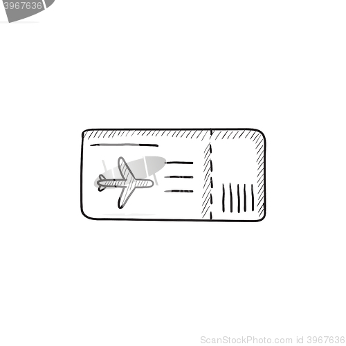 Image of Flight ticket sketch icon.