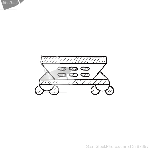 Image of Cargo wagon sketch icon.