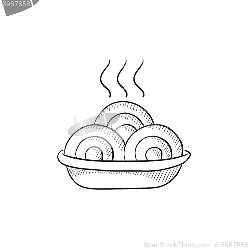 Image of Hot meal in plate sketch icon.