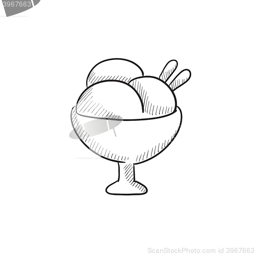 Image of Cup of an ice cream sketch icon.