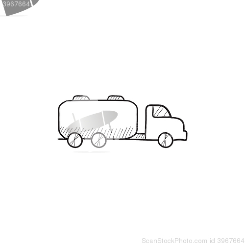 Image of Truck liquid cargo sketch icon.