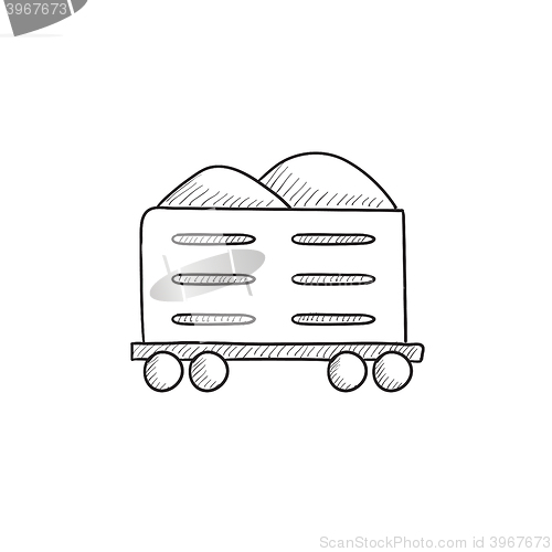 Image of Cargo wagon sketch icon.