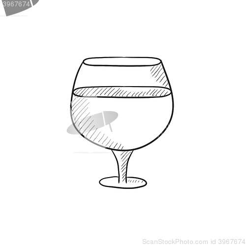 Image of Glass of wine sketch icon.