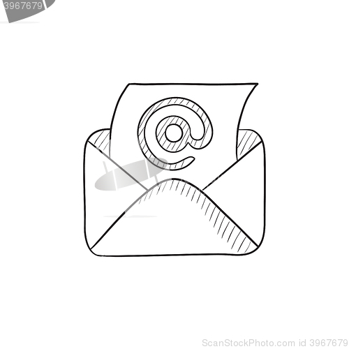 Image of Email envelope with paper sheet sketch icon.