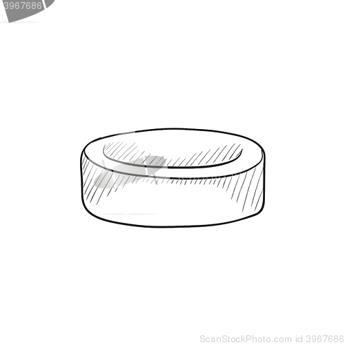 Image of Hockey puck sketch icon.