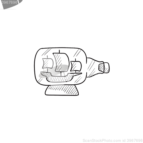 Image of Ship inside bottle sketch icon.