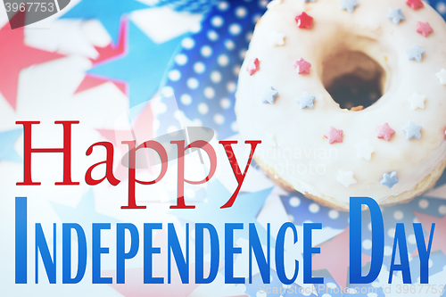 Image of donut with star decoration on independence day