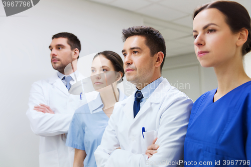 Image of group of medics or doctors at hospital