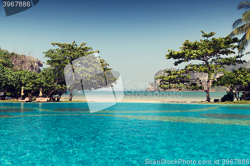 Image of swimming pool at thailand touristic resort beach