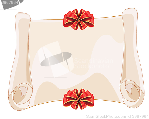 Image of Paper roll decorated by red bow