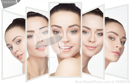 Image of collage of a beautiful woman with perfect clean skin