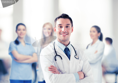 Image of young male doctor with stethoscope