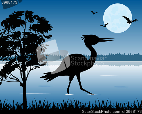 Image of Stork on lake