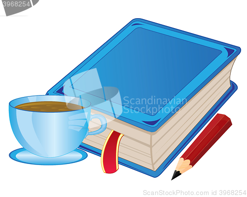 Image of Cup coffee and book