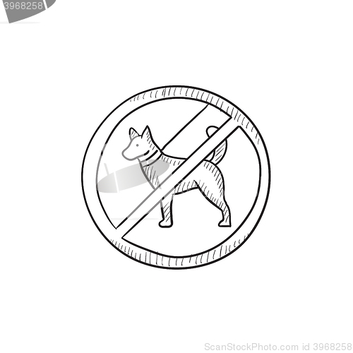 Image of No dog sign sketch icon.