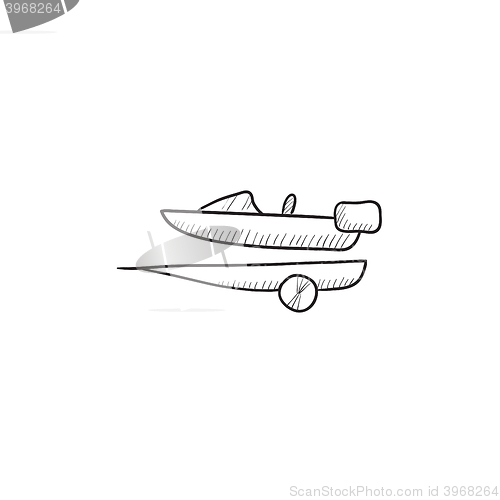 Image of Boat on trailer for transportation sketch icon.