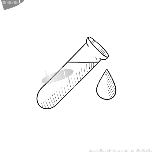 Image of Test tube with drop sketch icon.