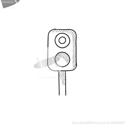 Image of Railway traffic light sketch icon.