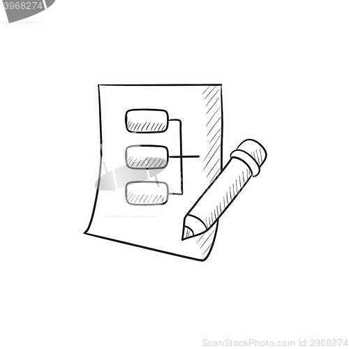 Image of Paper sheet with system parts sketch icon.