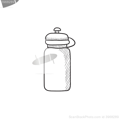 Image of Sport water bottle sketch icon.