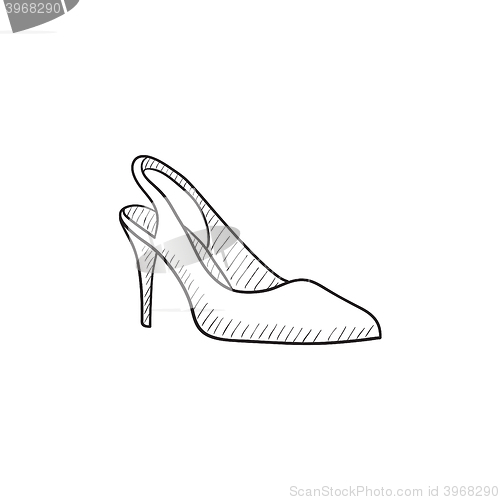 Image of High heel shoe sketch icon.